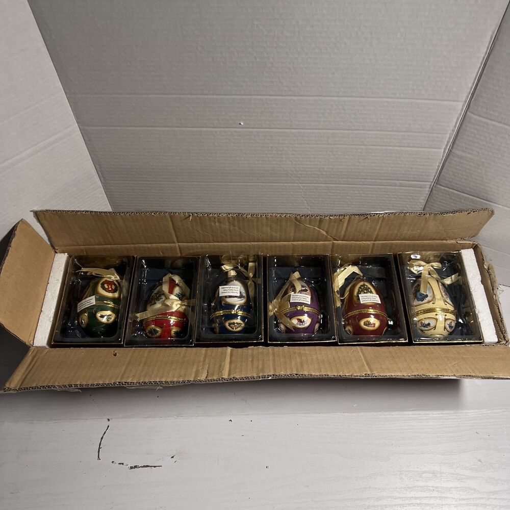 Lot Of 6 Valerie Parr Hill Mr Christmas Music Box Porcelain Egg Ornaments New‎